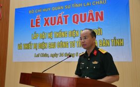 Bộ CHQS tỉnh Lai Châu tổ chức Lễ xuất quân lắp đặt hệ thống điện mặt trời cho hộ nghèo tại xã Tủa Sín Chải